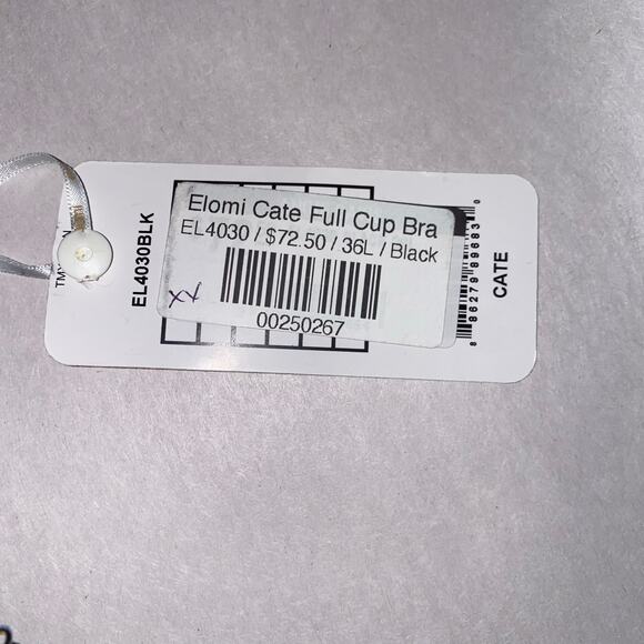 Elomi Cate Full Cup Bra 36L Black Satin Sheer Lace NWT - Picture 3 of 5